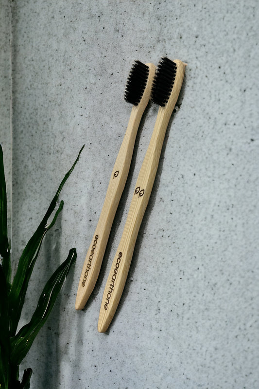 Bamboo Toothbrush (pack of 2) with Holder