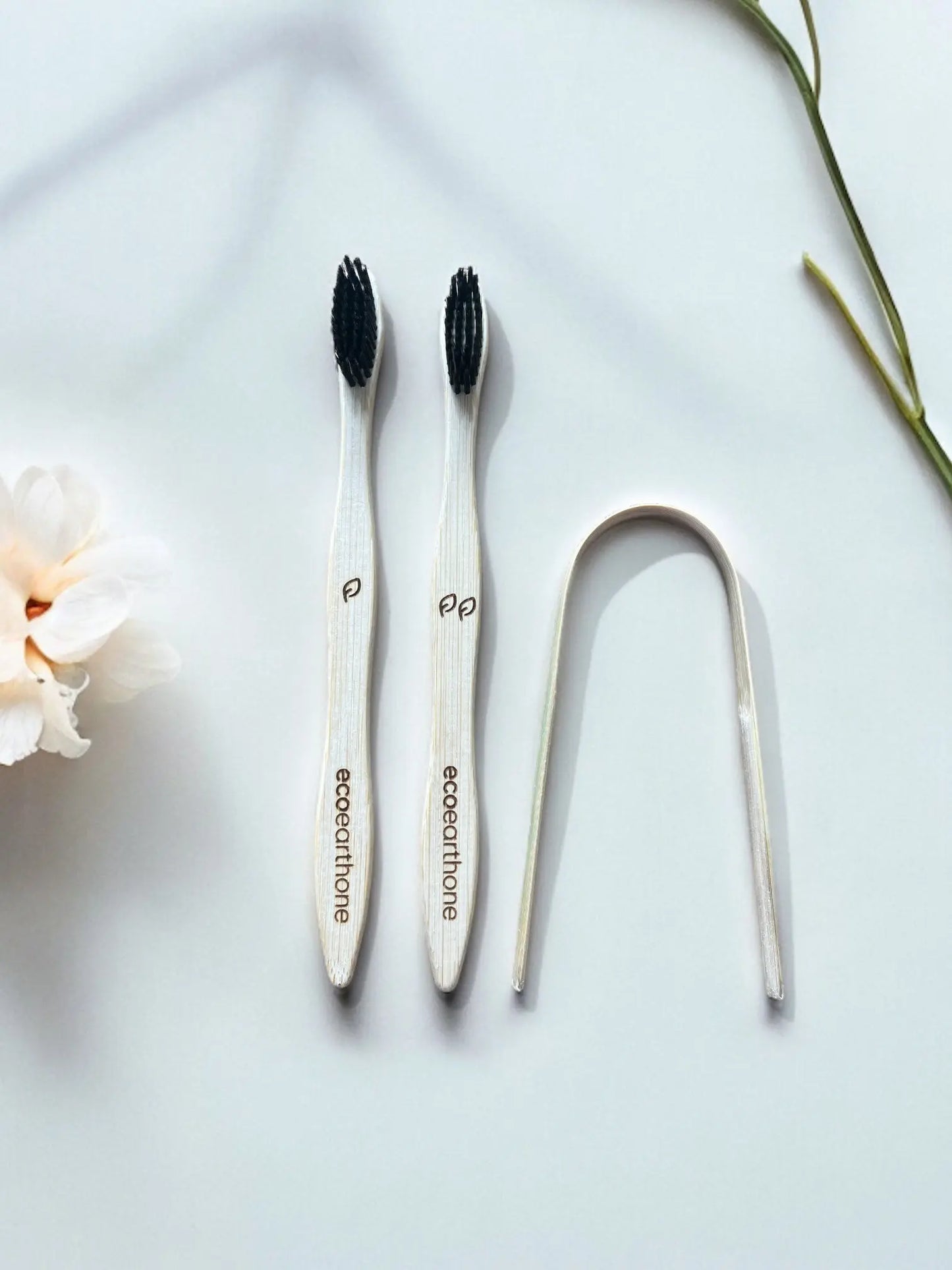 Bamboo Toothbrush (pack of 2) & Tongue Cleaner EcoEarthOne
